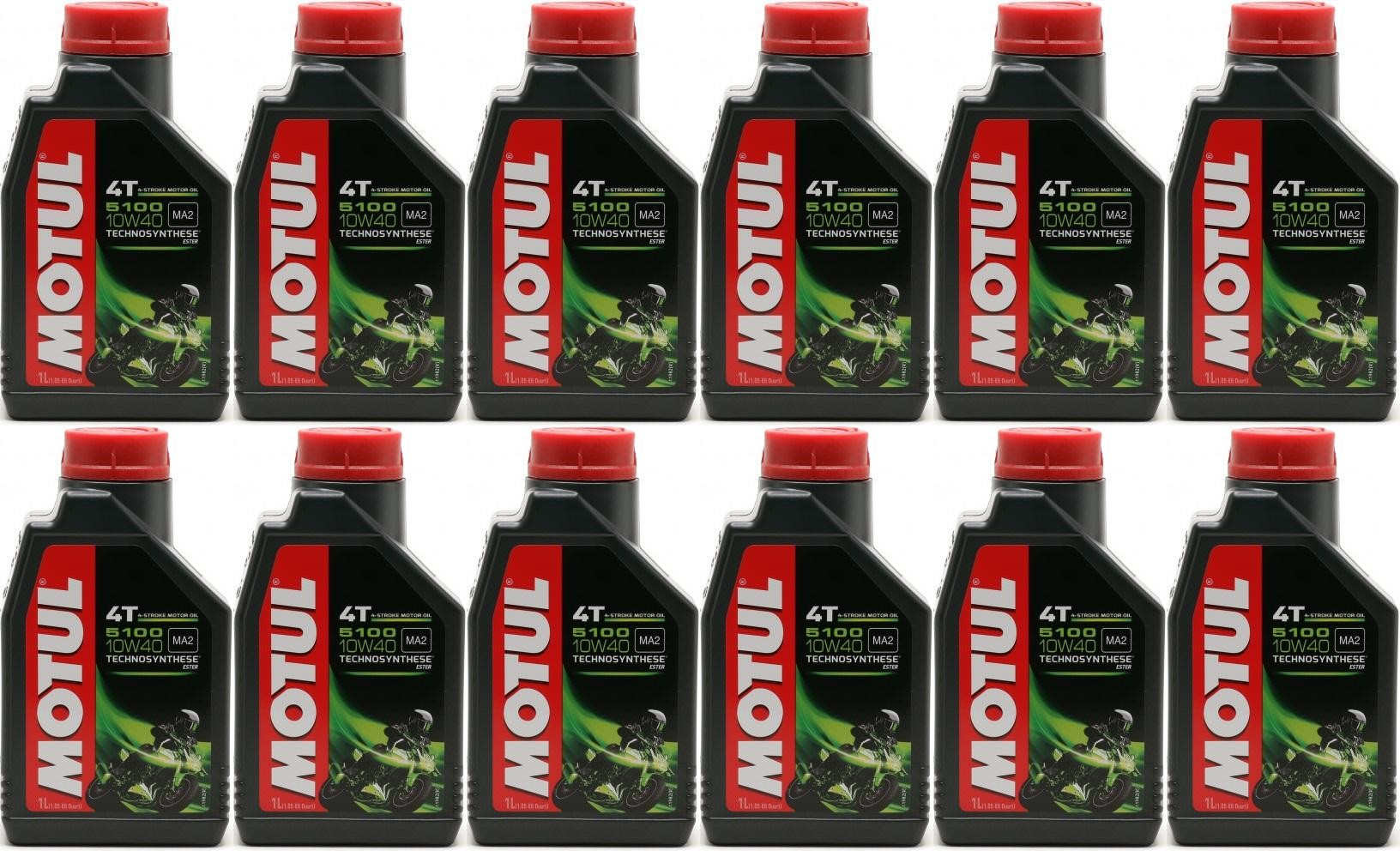Motul 5100 ester 10W-40 4T Motorrad Motoröl 12x 1l = 12 Liter