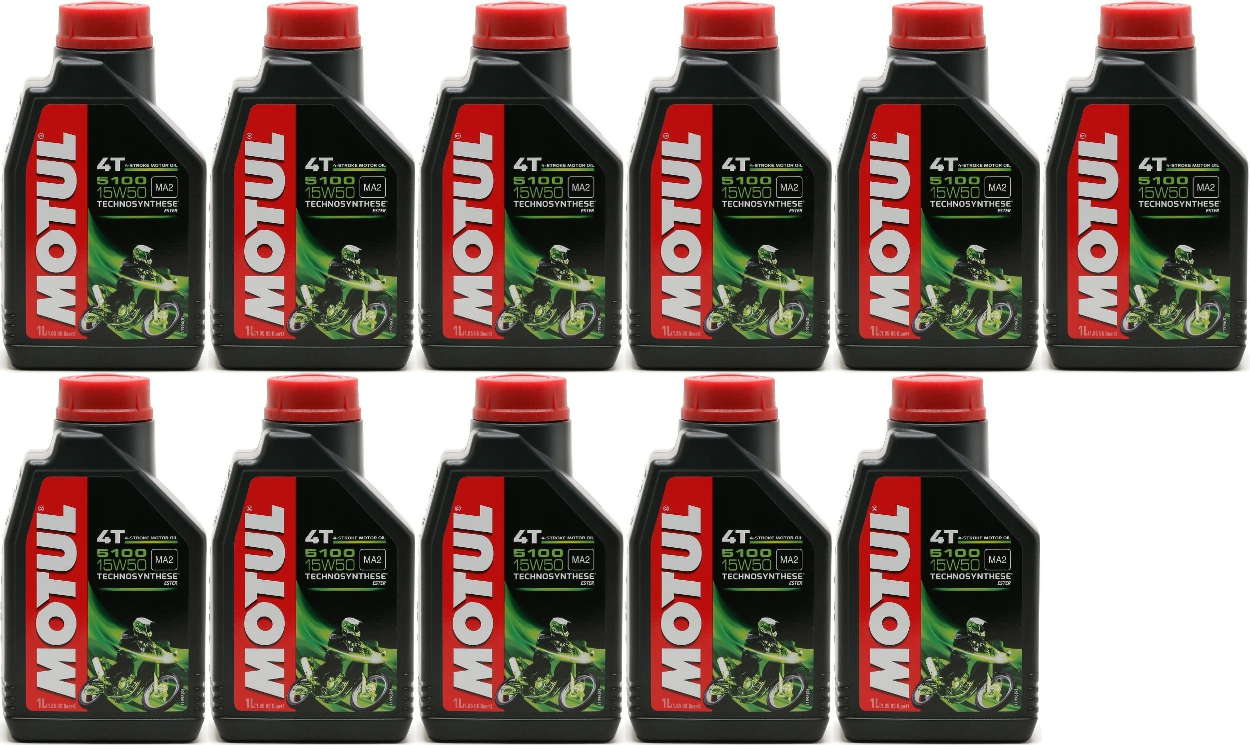 Motul 5100 ester 15W-50 4T Motorrad Motoröl 11x 1l = 11 Liter