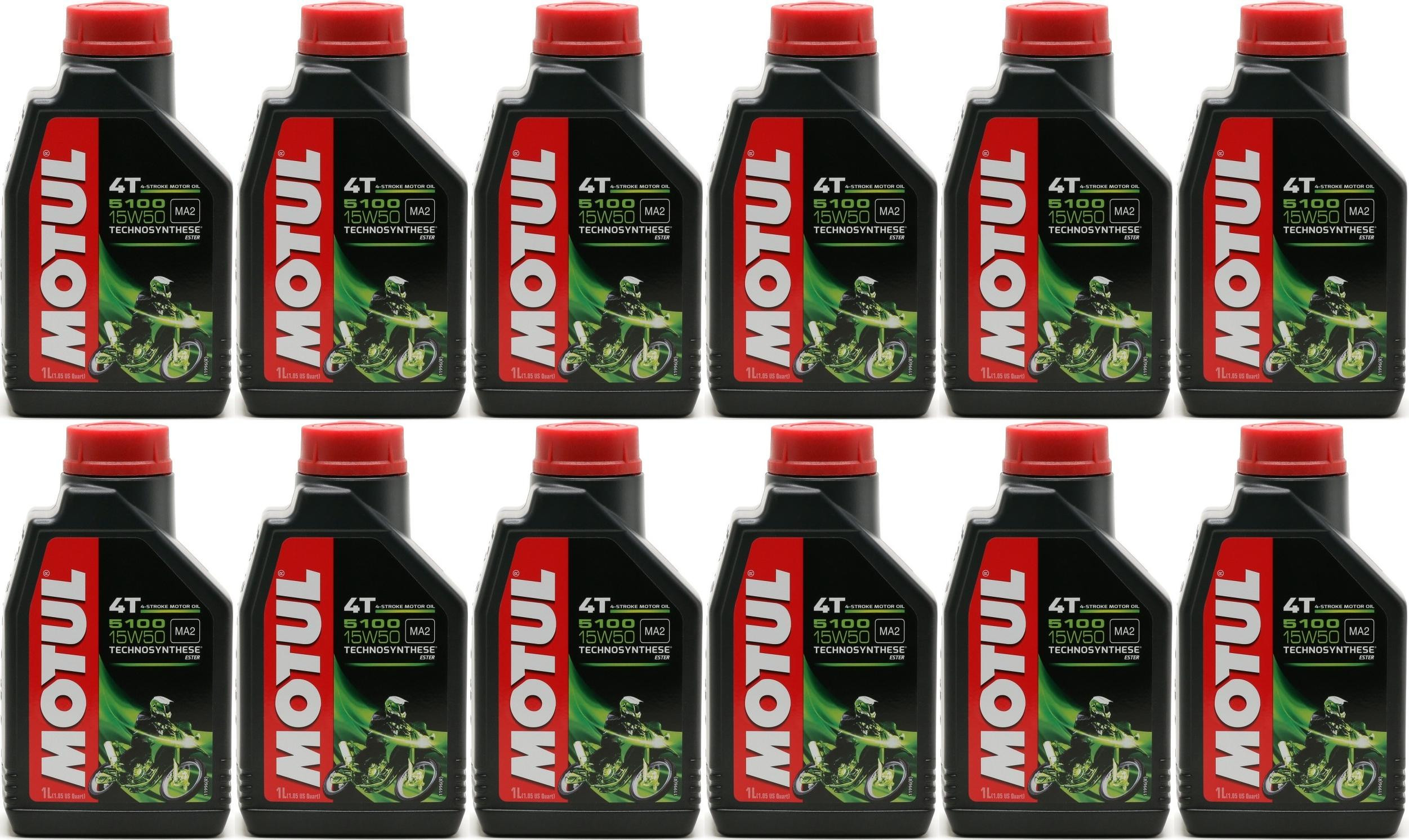 Motul 5100 ester 15W-50 4T Motorrad Motoröl 12x 1l = 12 Liter