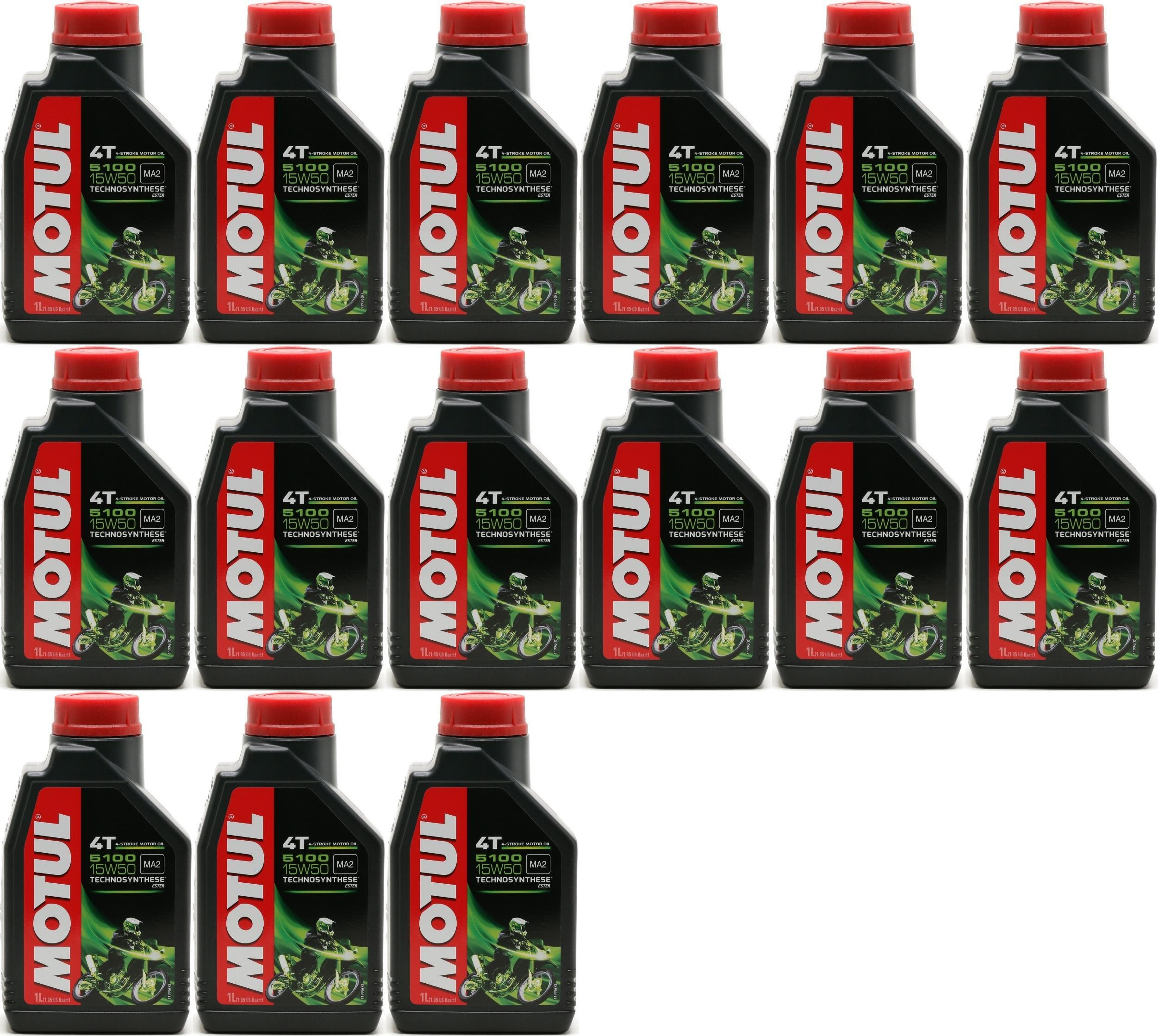 Motul 5100 ester 15W-50 4T Motorrad Motoröl 15x 1l = 15 Liter