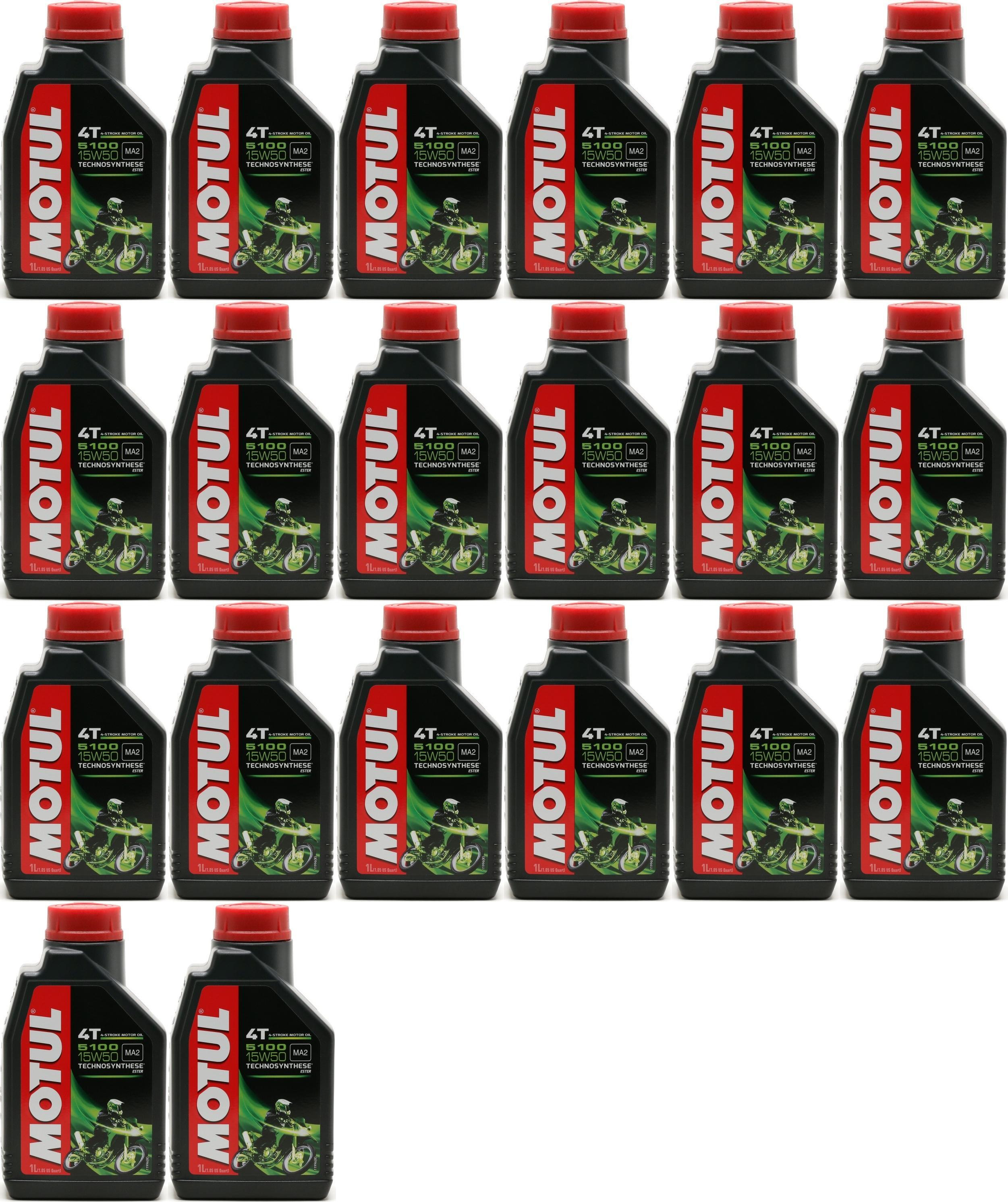 Motul 5100 ester 15W-50 4T Motorrad Motoröl 20x 1l = 20 Liter
