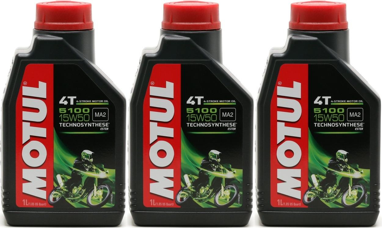 Motul 5100 ester 15W-50 4T Motorrad Motoröl 3x 1l = 3 Liter
