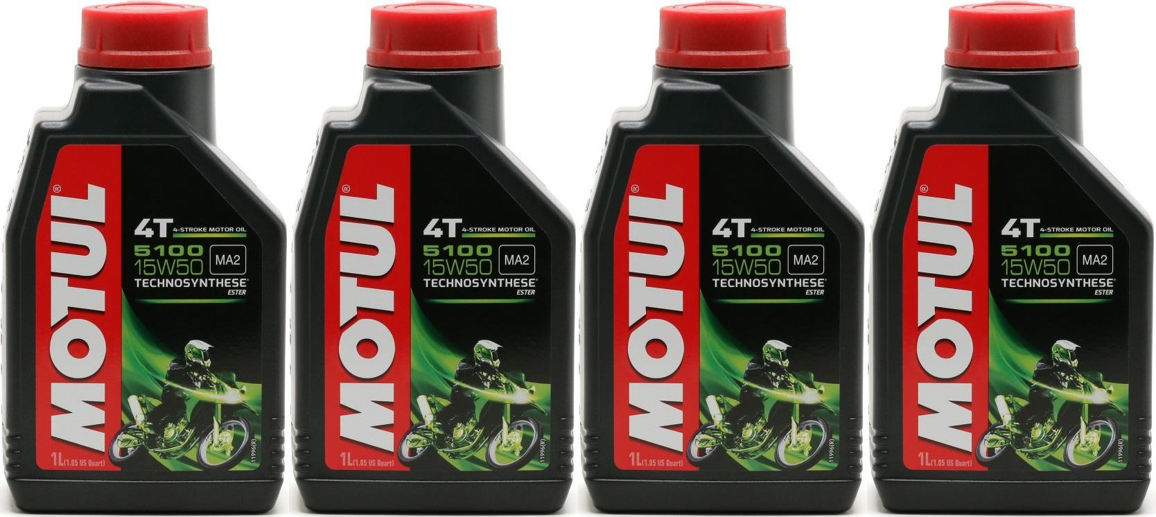 Motul 5100 ester 15W-50 4T Motorrad Motoröl 4x 1l = 4 Liter