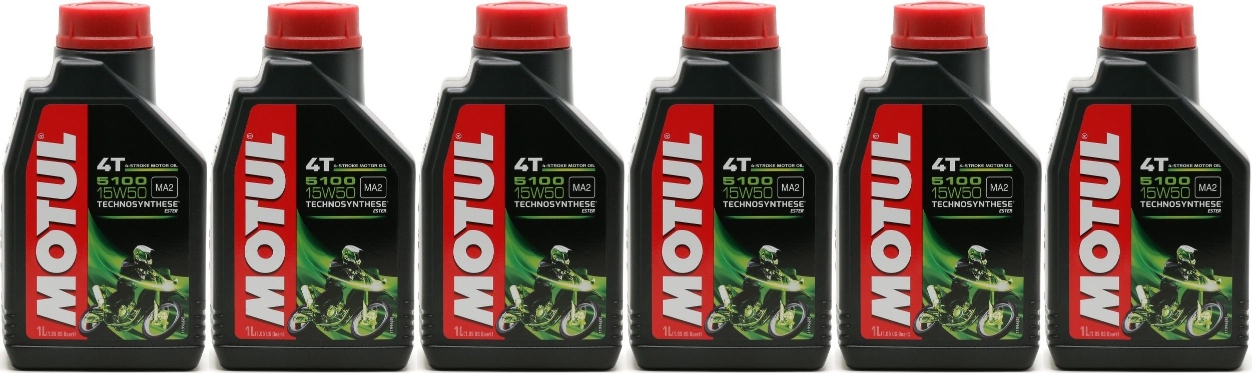 Motul 5100 ester 15W-50 4T Motorrad Motoröl 6x 1l = 6 Liter