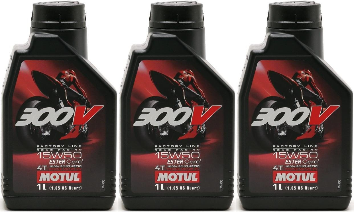 Motul 300V Factory Line Road Racing ESTER Core 15W-50 4T 3x 1l = 3 Liter