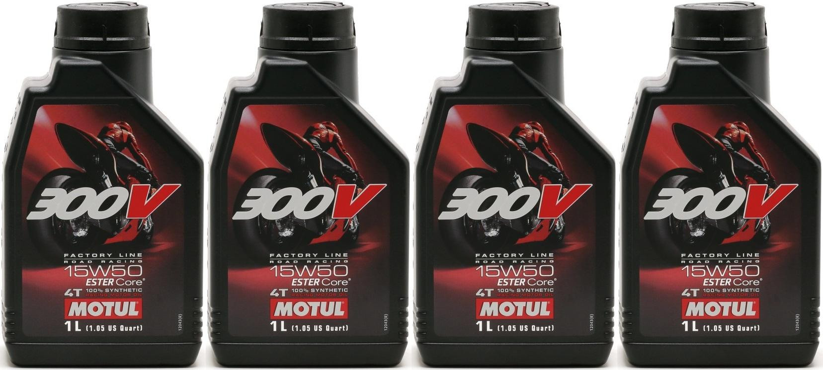 Motul 300V Factory Line Road Racing ESTER Core 15W-50 4T 4x 1l = 4 Liter
