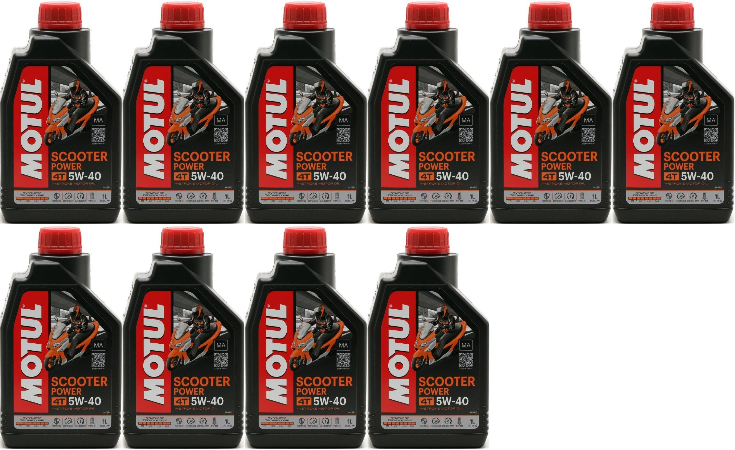 Motul Scooter Power 4T 5W-40 MA Motorrad Motoröl 10x 1l = 10 Liter