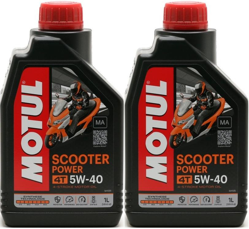 Motul Scooter Power 4T 5W-40 MA Motorrad Motoröl 2x 1l = 2 Liter
