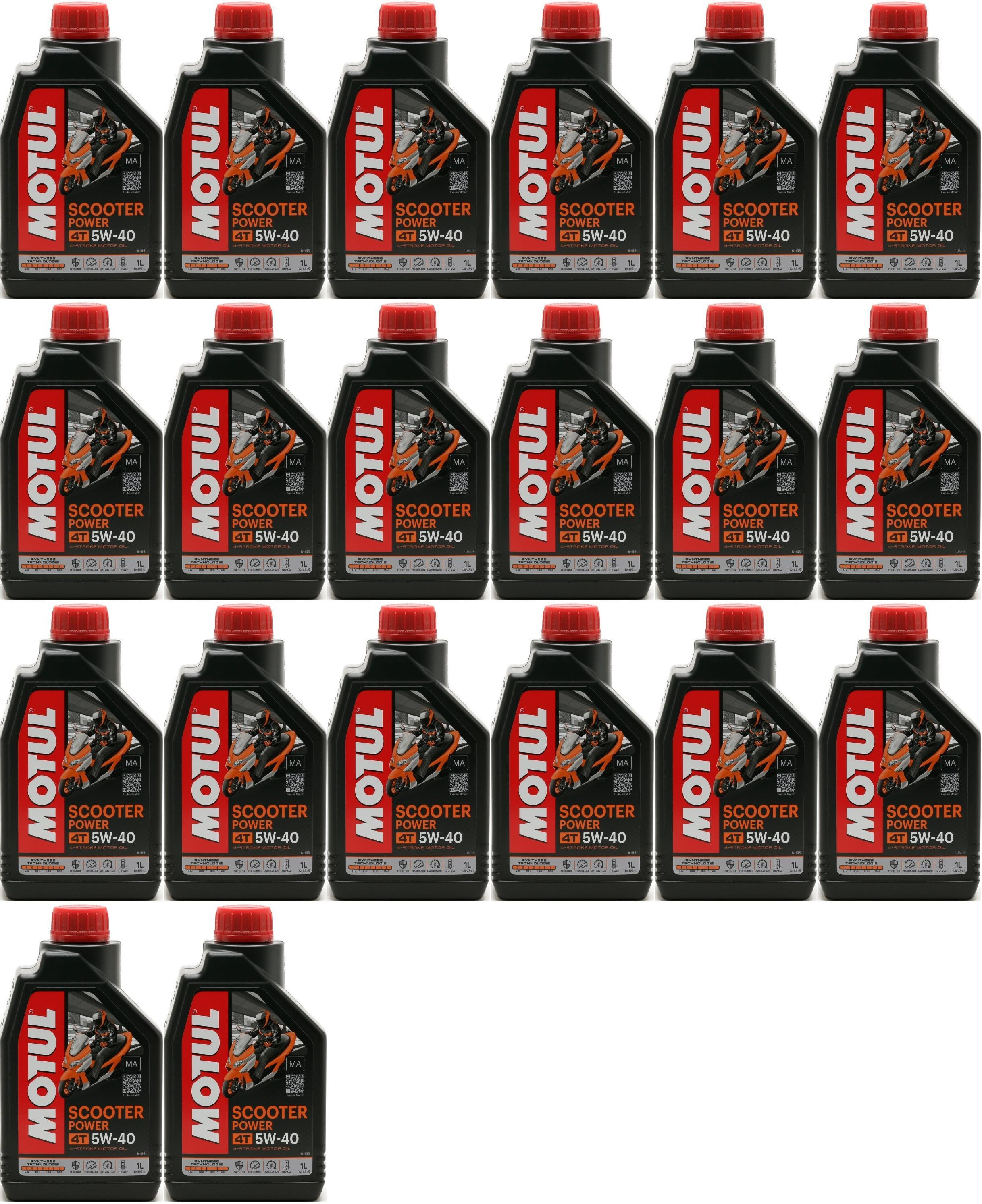 Motul Scooter Power 4T 5W-40 MA Motorrad Motoröl 20x 1l = 20 Liter