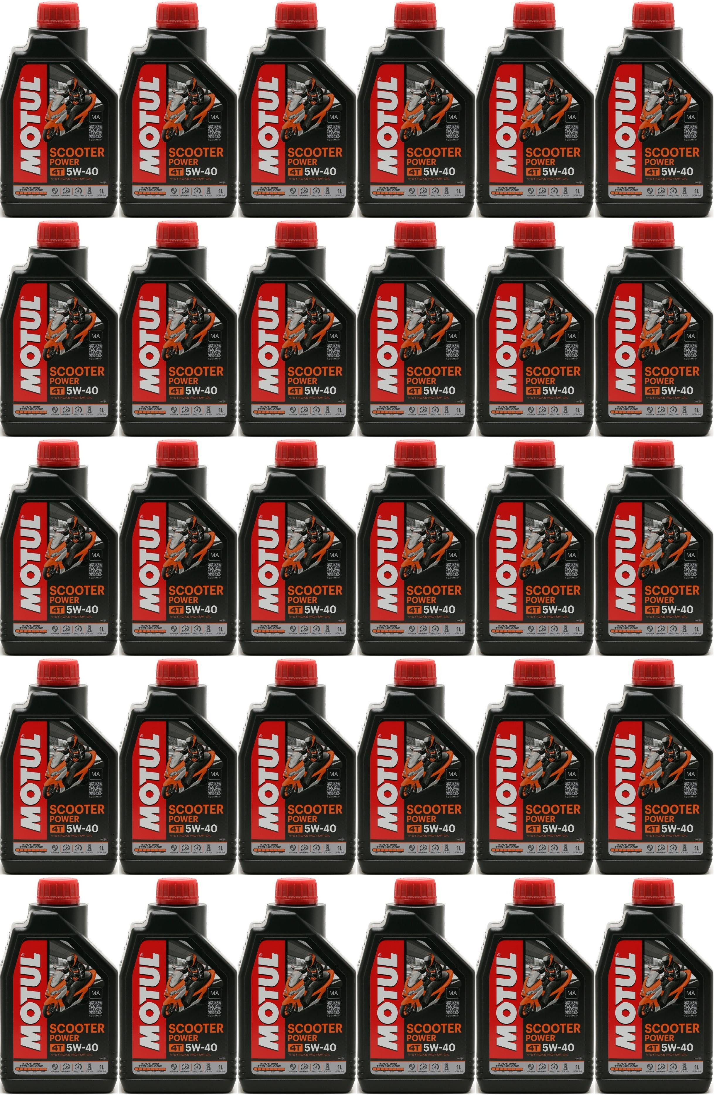 Motul Scooter Power 4T 5W-40 MA Motorrad Motoröl 30x 1l = 30 Liter