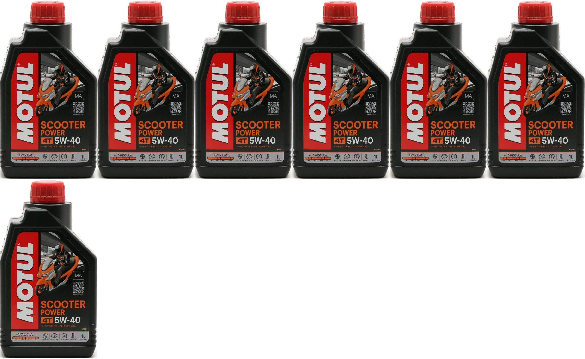 Motul Scooter Power 4T 5W-40 MA Motorrad Motoröl 7x 1l = 7 Liter