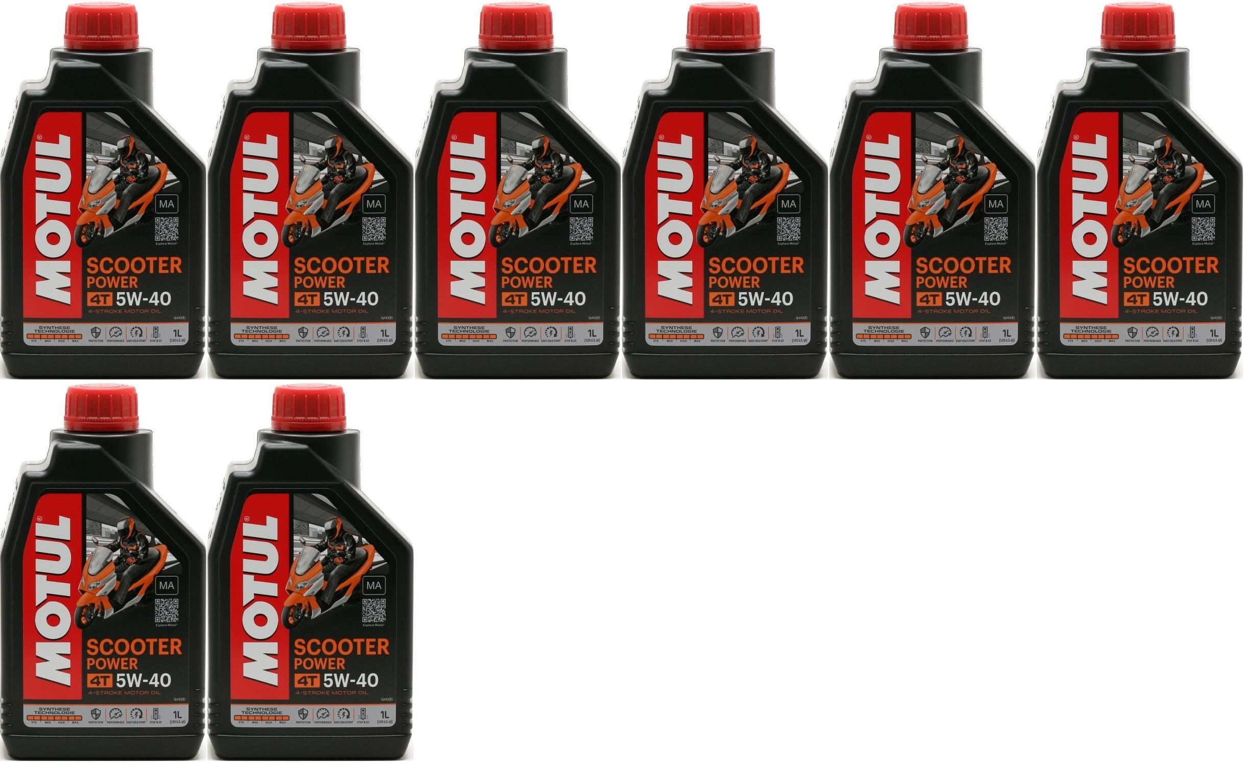 Motul Scooter Power 4T 5W-40 MA Motorrad Motoröl 8x 1l = 8 Liter