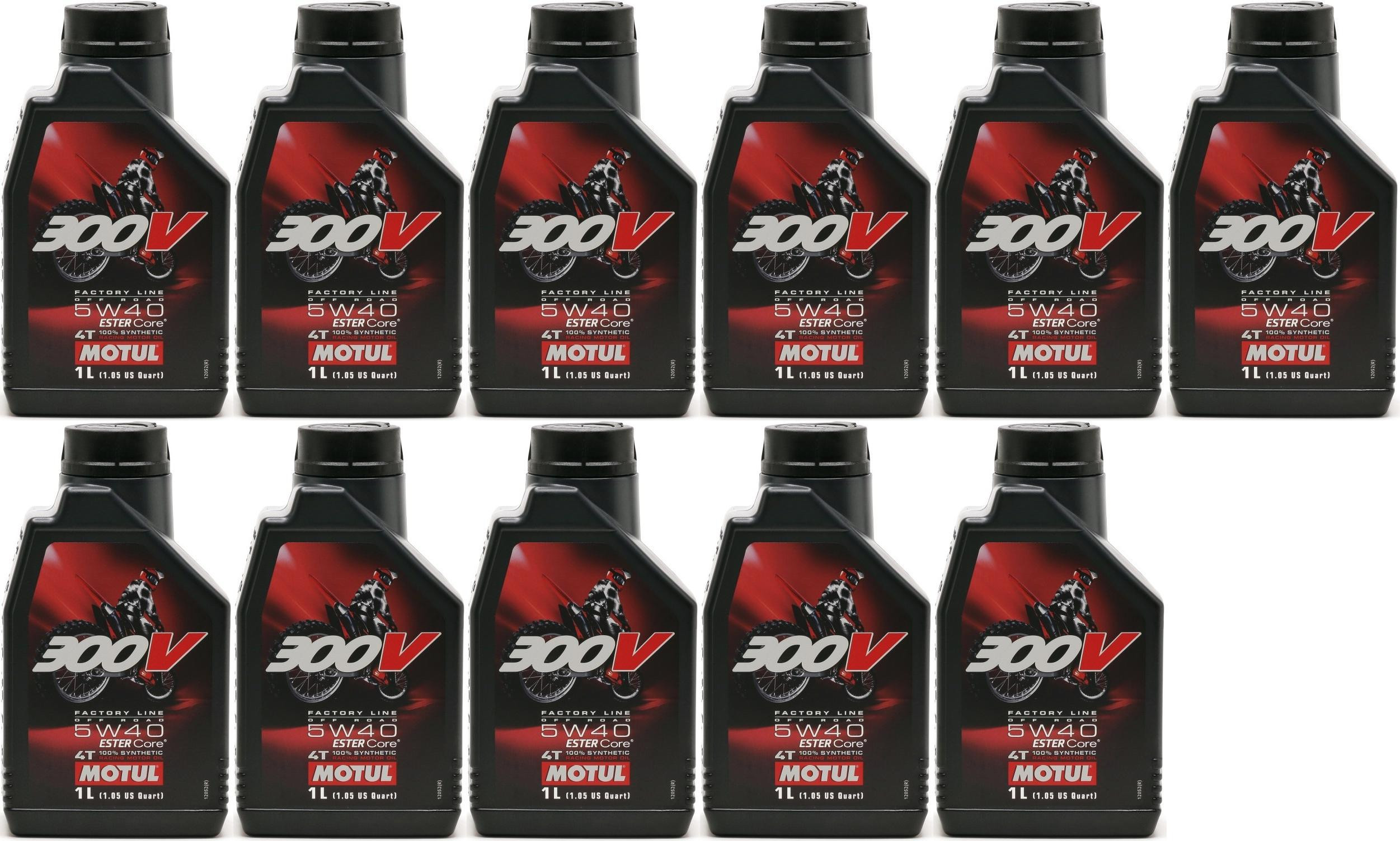 Motul 300V 4T Factory Line 5W40 Off Road Motorrad Motoröl 11x 1l = 11 Liter
