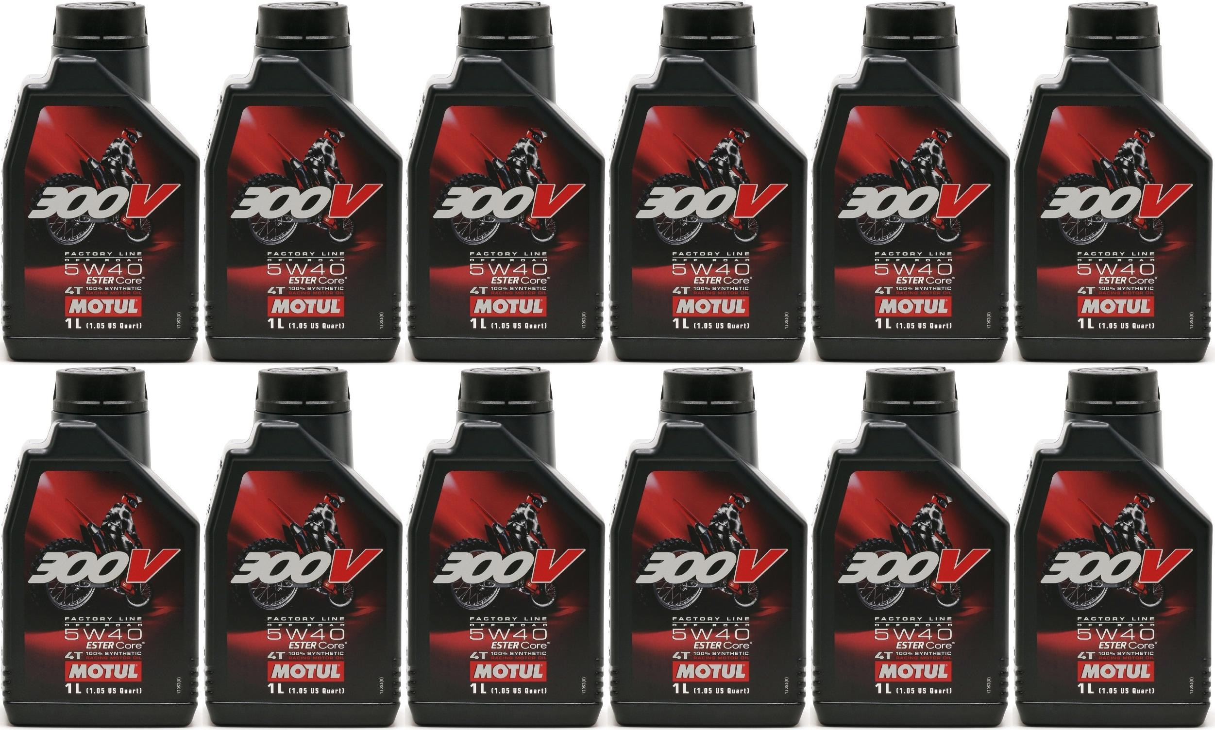 Motul 300V 4T Factory Line 5W40 Off Road Motorrad Motoröl 12x 1l = 12 Liter