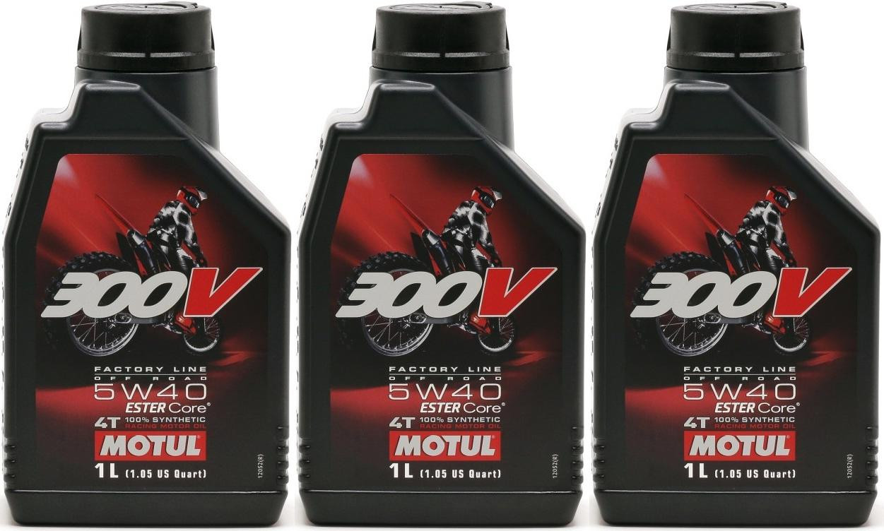 Motul 300V 4T Factory Line 5W40 Off Road Motorrad Motoröl 3x 1l = 3 Liter