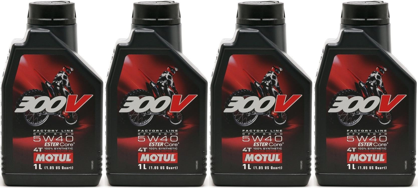 Motul 300V 4T Factory Line 5W40 Off Road Motorrad Motoröl 4x 1l = 4 Liter