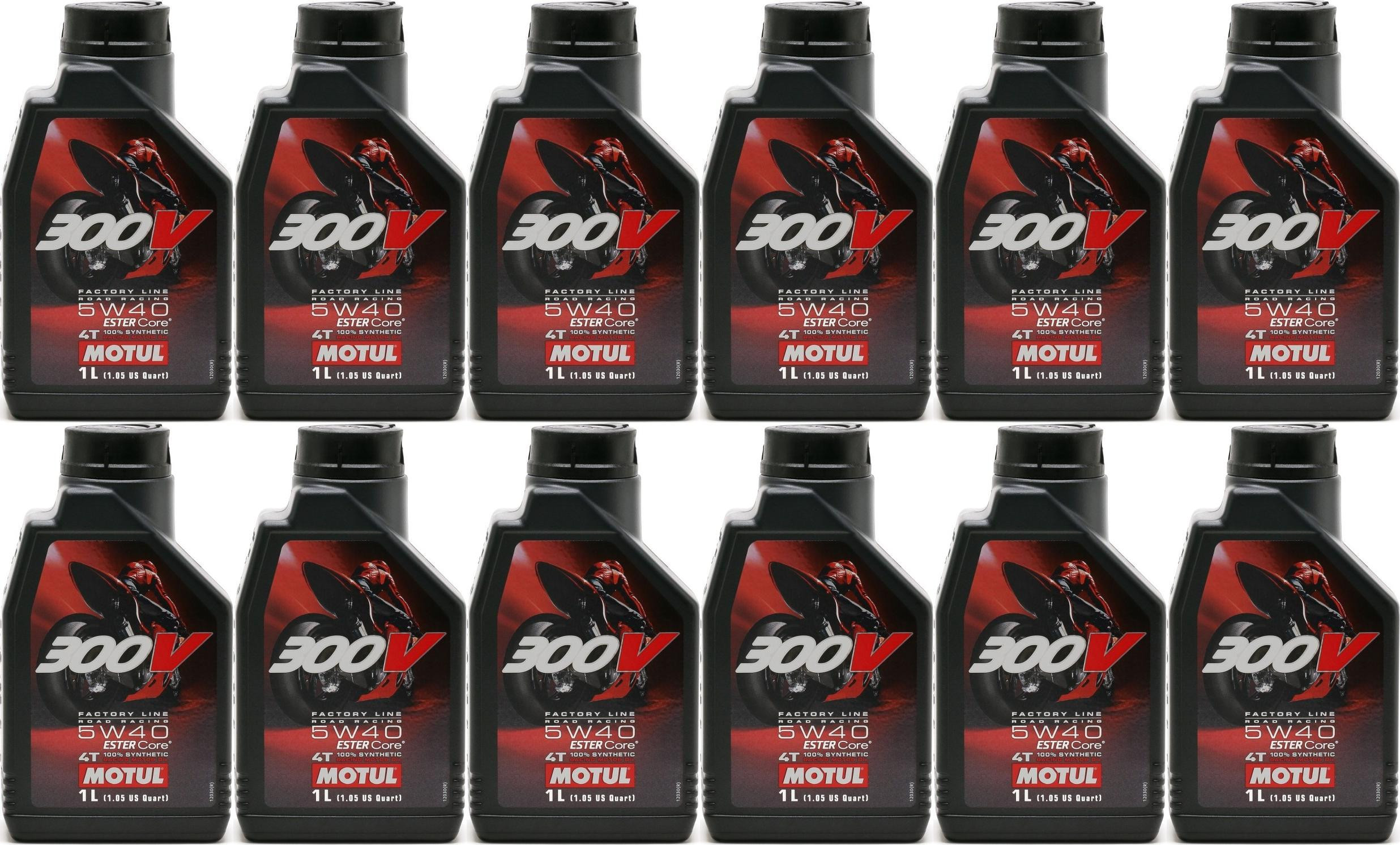 Motul 300V Factory Line Road Racing 5W40 4T Motorrad Motoröl 12x 1l = 12 Liter