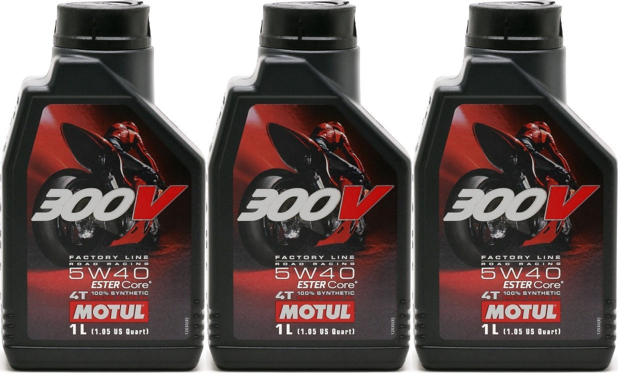Motul 300V Factory Line Road Racing 5W40 4T Motorrad Motoröl 3x 1l = 3 Liter