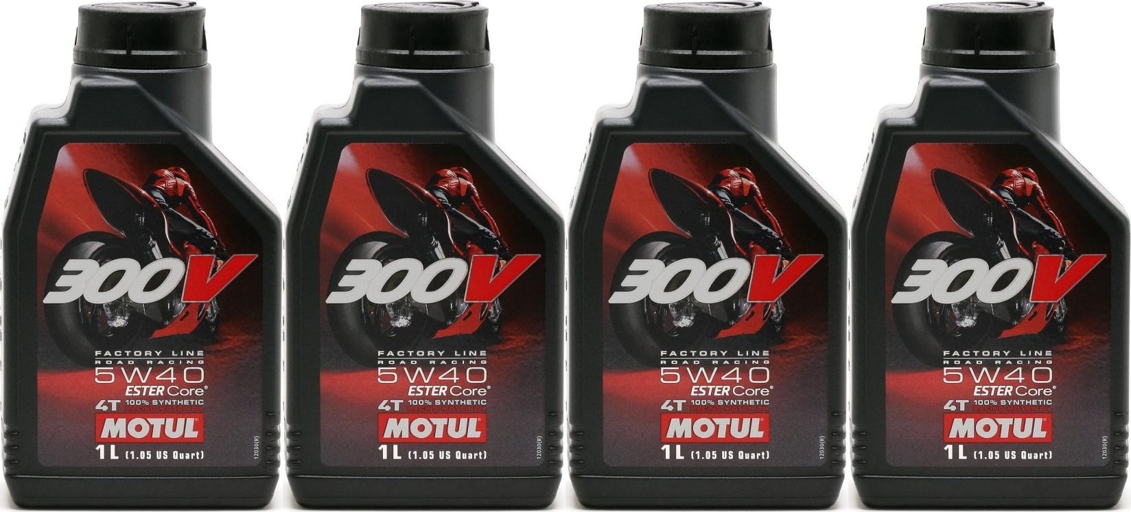 Motul 300V Factory Line Road Racing 5W40 4T Motorrad Motoröl 4x 1l = 4 Liter