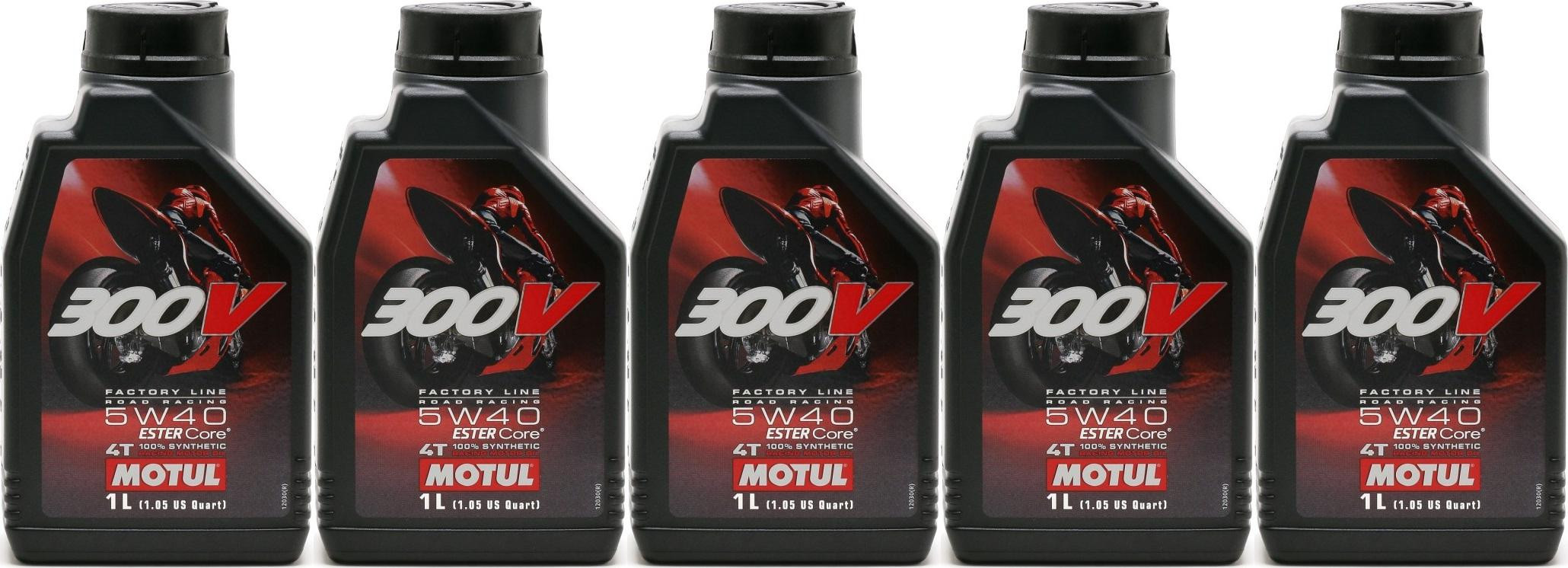Motul 300V Factory Line Road Racing 5W40 4T Motorrad Motoröl 5x 1l = 5 Liter