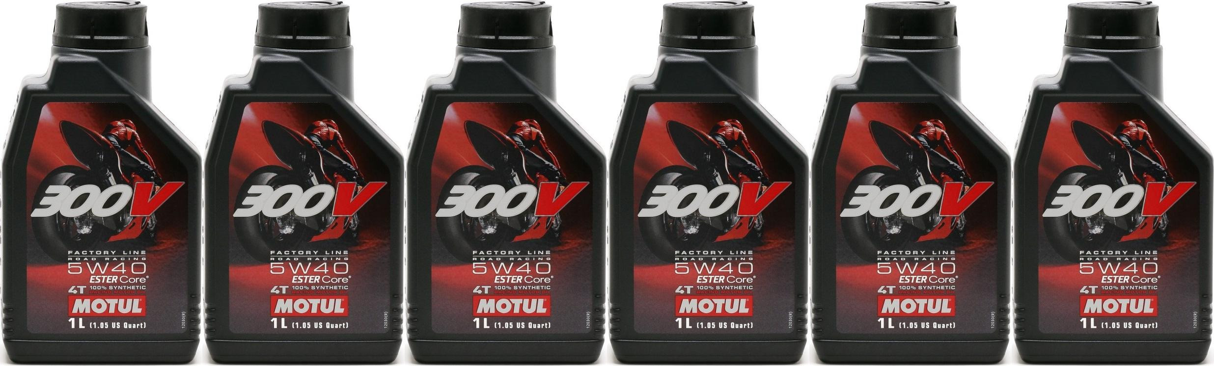 Motul 300V Factory Line Road Racing 5W40 4T Motorrad Motoröl 6x 1l = 6 Liter