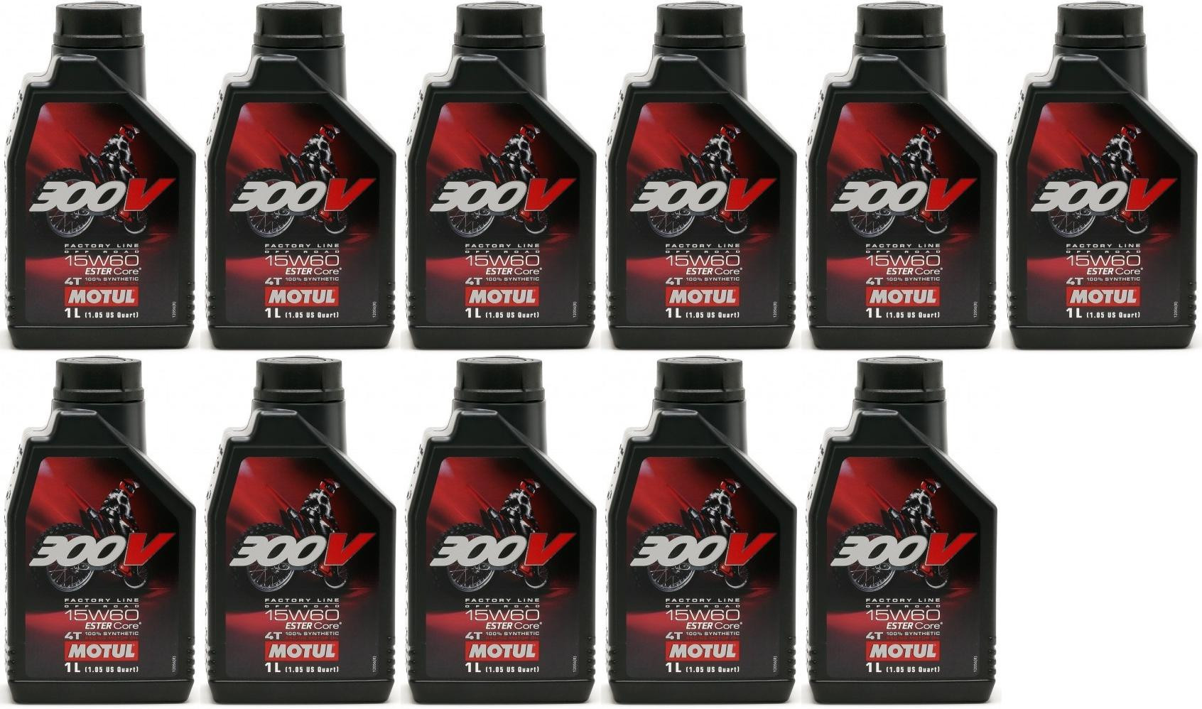 Motul 300V 4T Factory Line 15W60 Off Road Motorrad Motoröl 11x 1l = 11 Liter