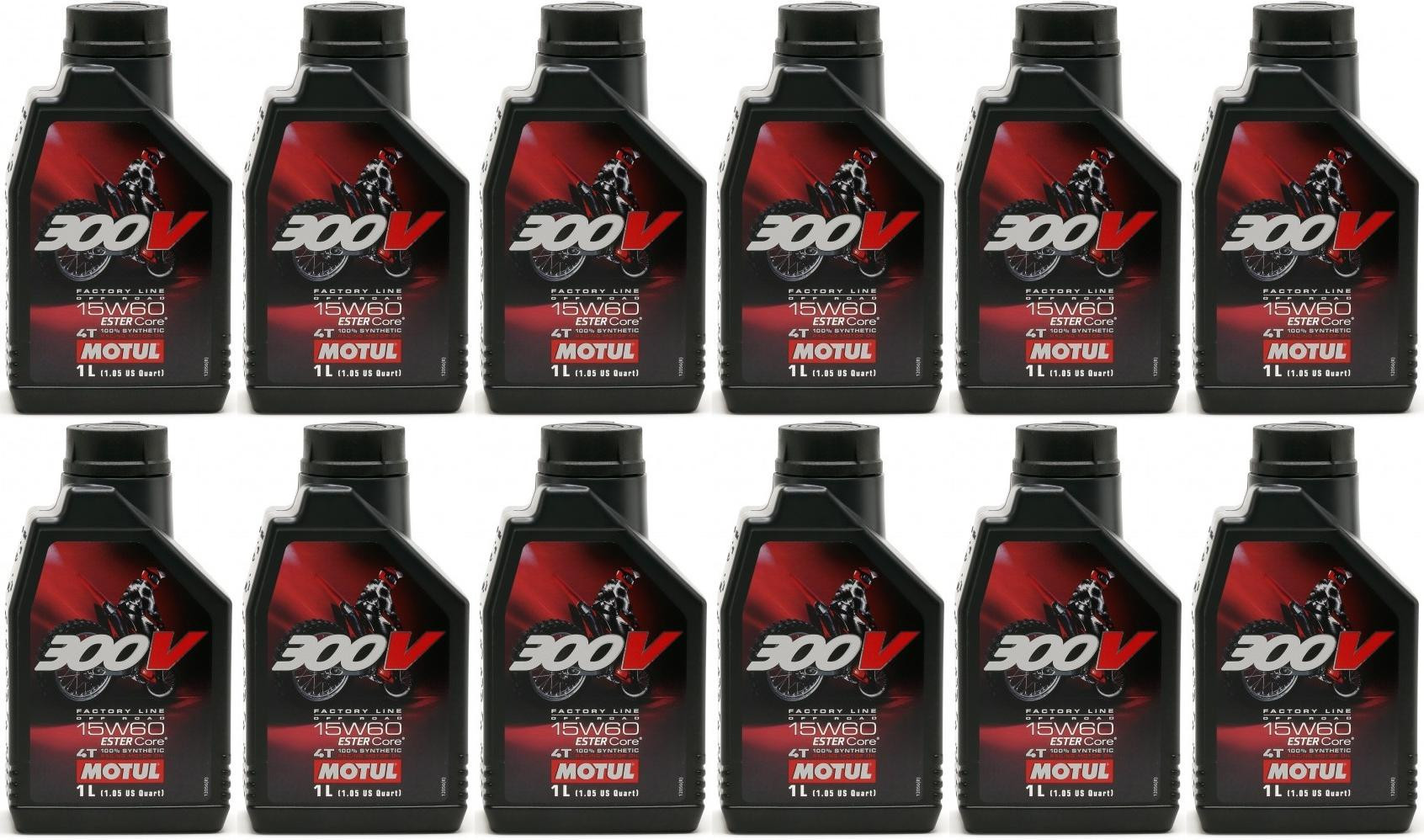 Motul 300V 4T Factory Line 15W60 Off Road Motorrad Motoröl 12x 1l = 12 Liter