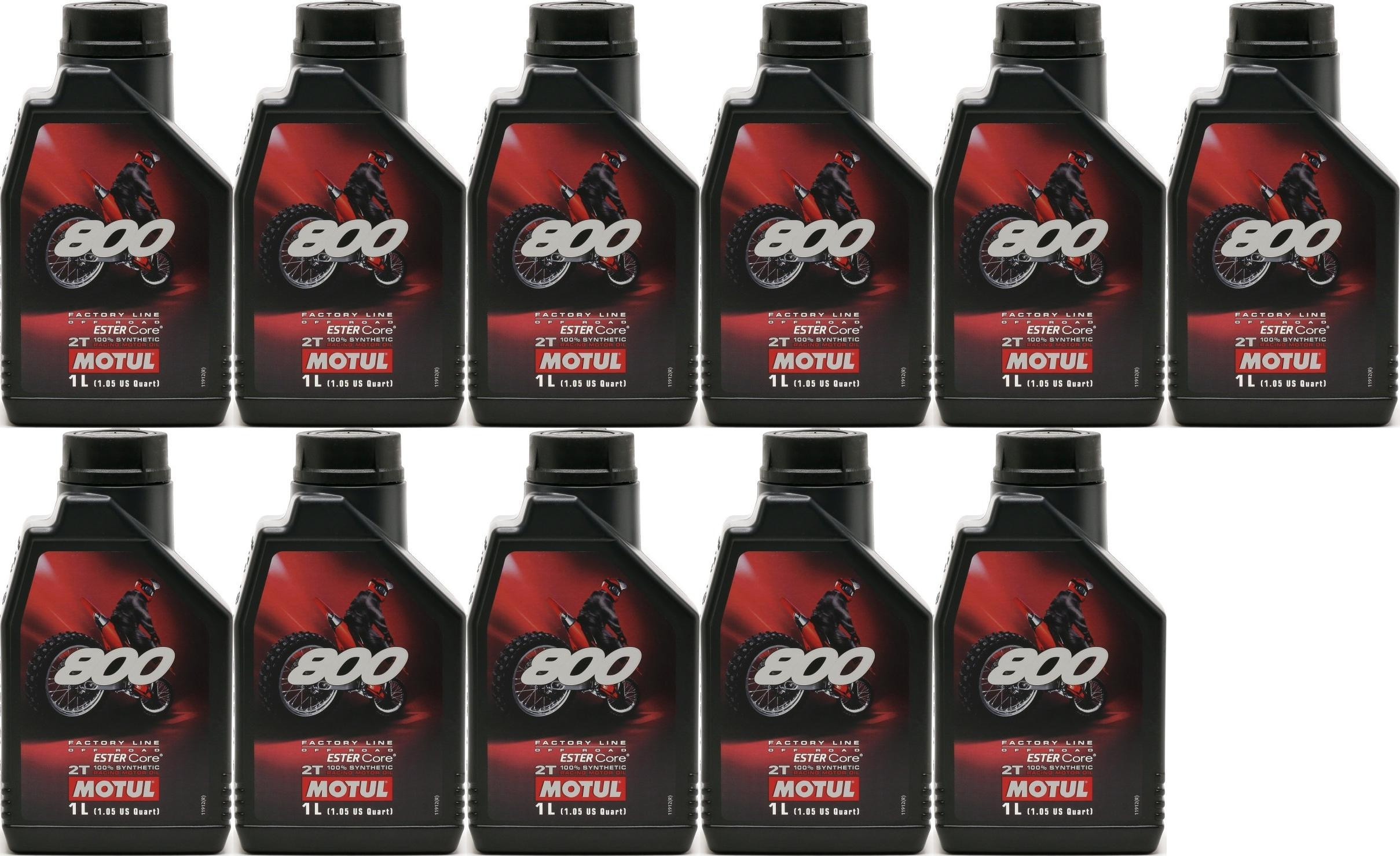 Motul 800 2T Factory Line Off Road vollsynthetisches Motoröl 11x 1l = 11 Liter