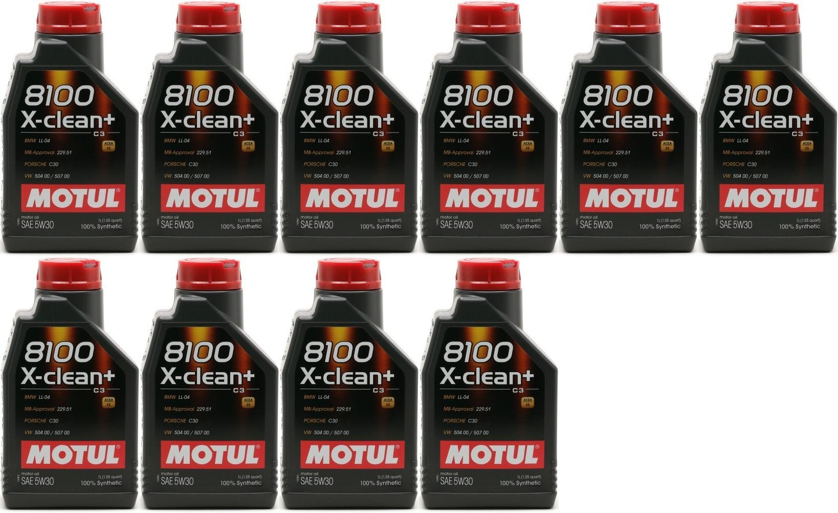 Motul 8100 X-clean + 5W-30 Motoröl 10x 1l = 10 Liter
