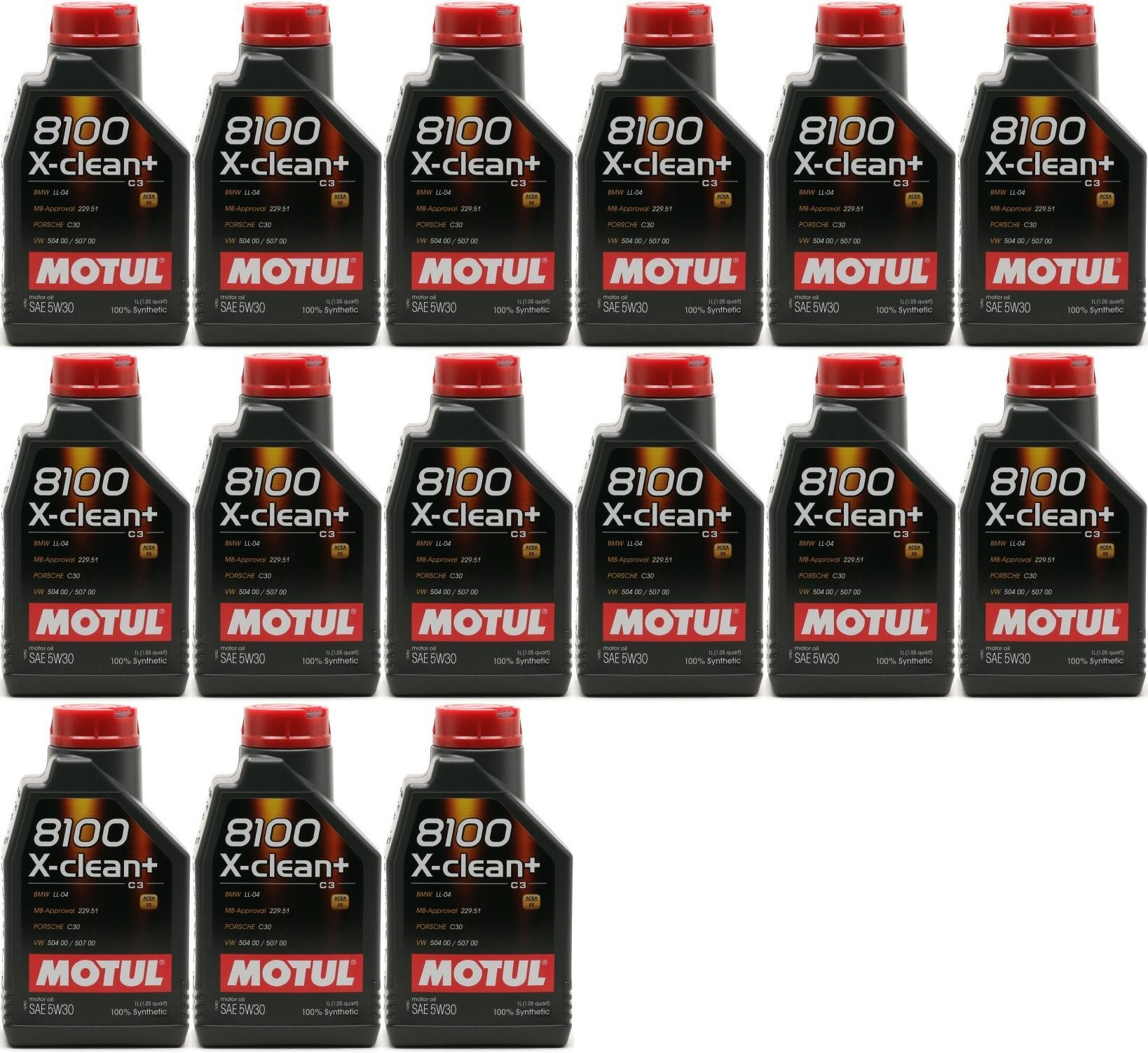 Motul 8100 X-clean + 5W-30 Motoröl 15x 1l = 15 Liter