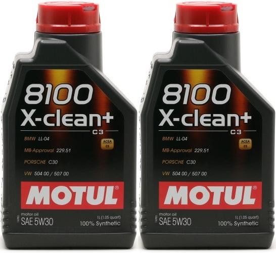 Motul 8100 X-clean + 5W-30 Motoröl 2x 1l = 2 Liter
