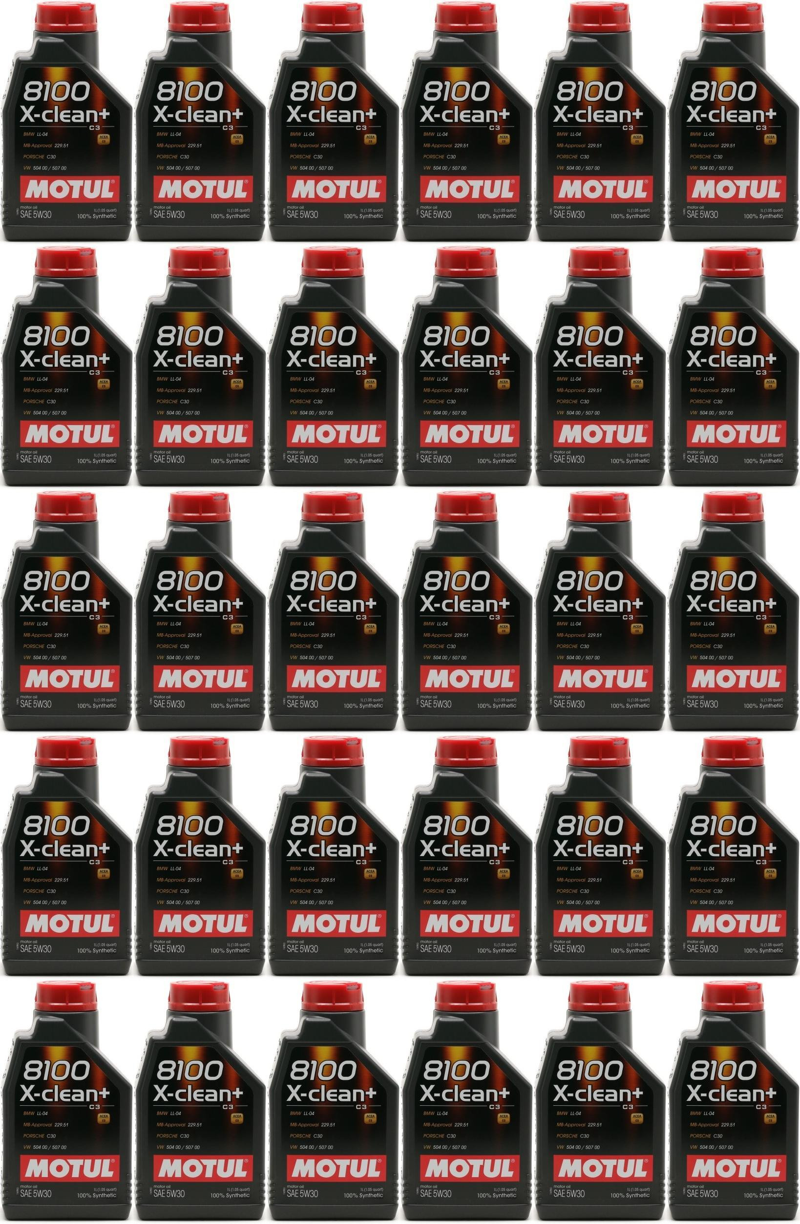 Motul 8100 X-clean + 5W-30 Motoröl 30x 1l = 30 Liter