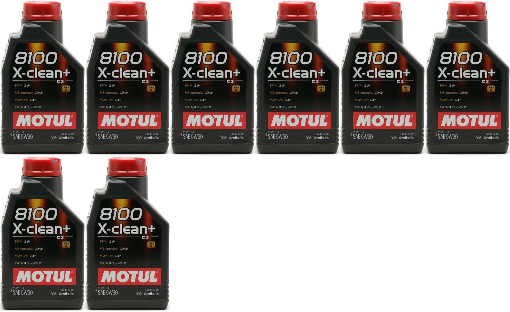 Motul 8100 X-clean + 5W-30 Motoröl 8x 1l = 8 Liter