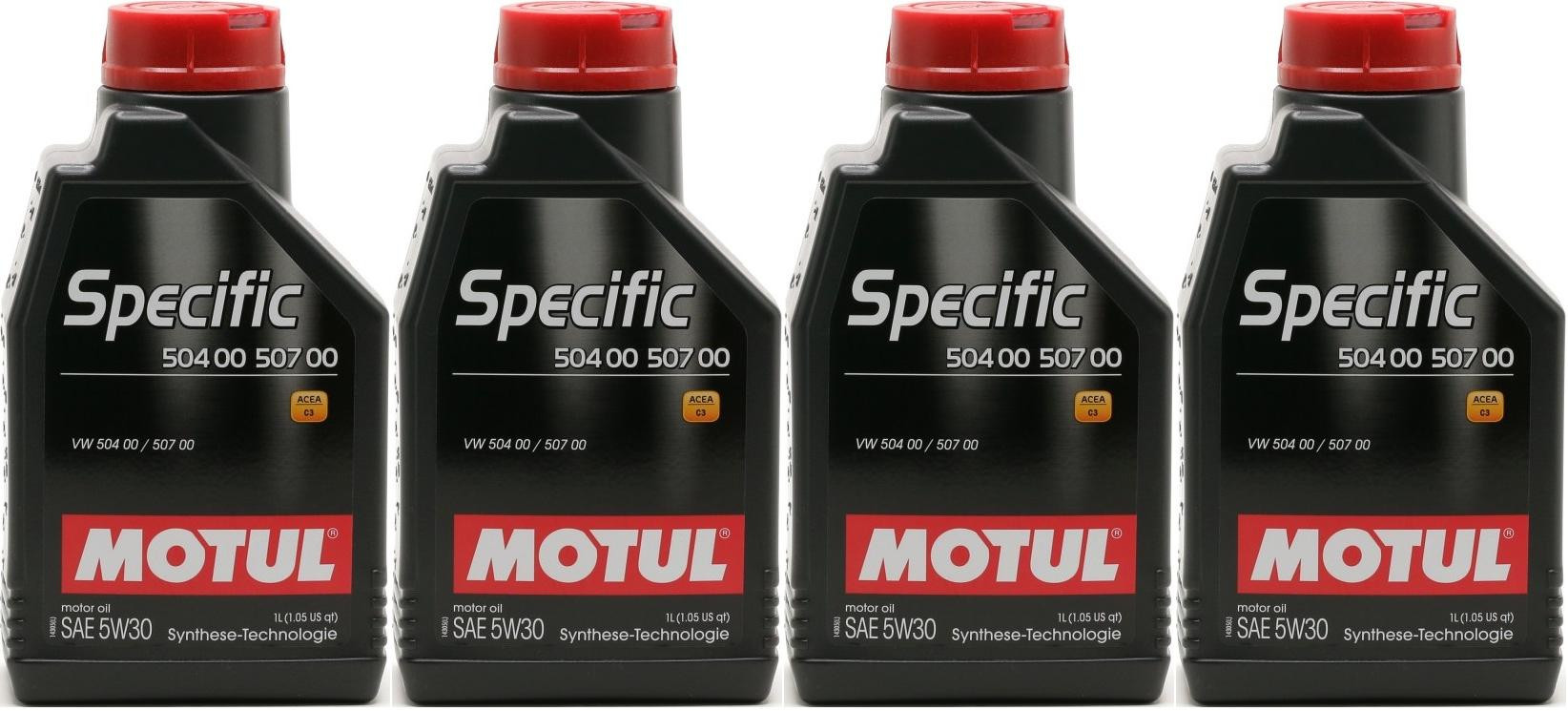 Motul Specific 5W-30 VW 504 00 - VW 507 00 Motoröl 4x 1l = 4 Liter