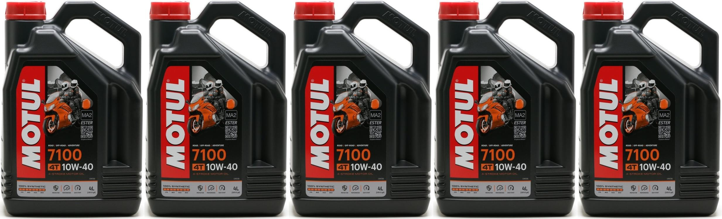 Motul 7100 ester 10W-40 4T Motorrad Motoröl 5x 4l = 20 Liter
