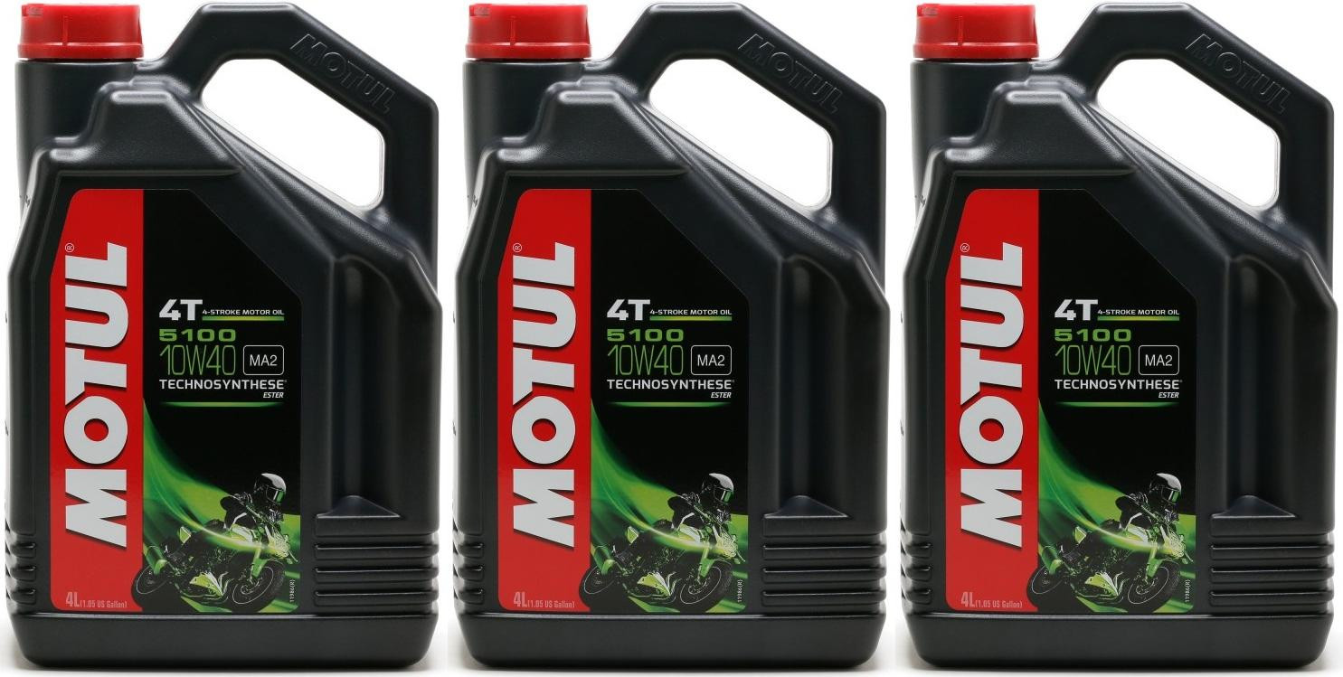Motul 5100 ester 10W-40 4T Motorrad Motoröl 3x 4l = 12 Liter