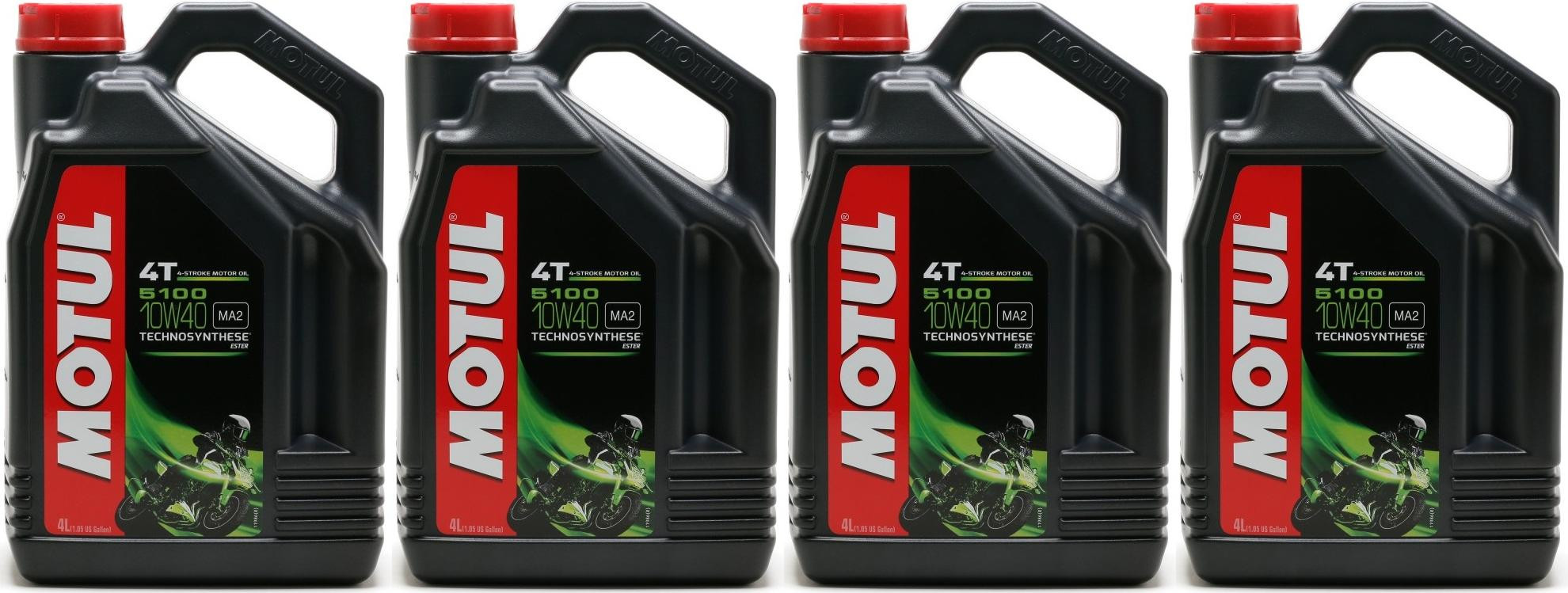 Motul 5100 ester 10W-40 4T Motorrad Motoröl 4x 4l = 16 Liter