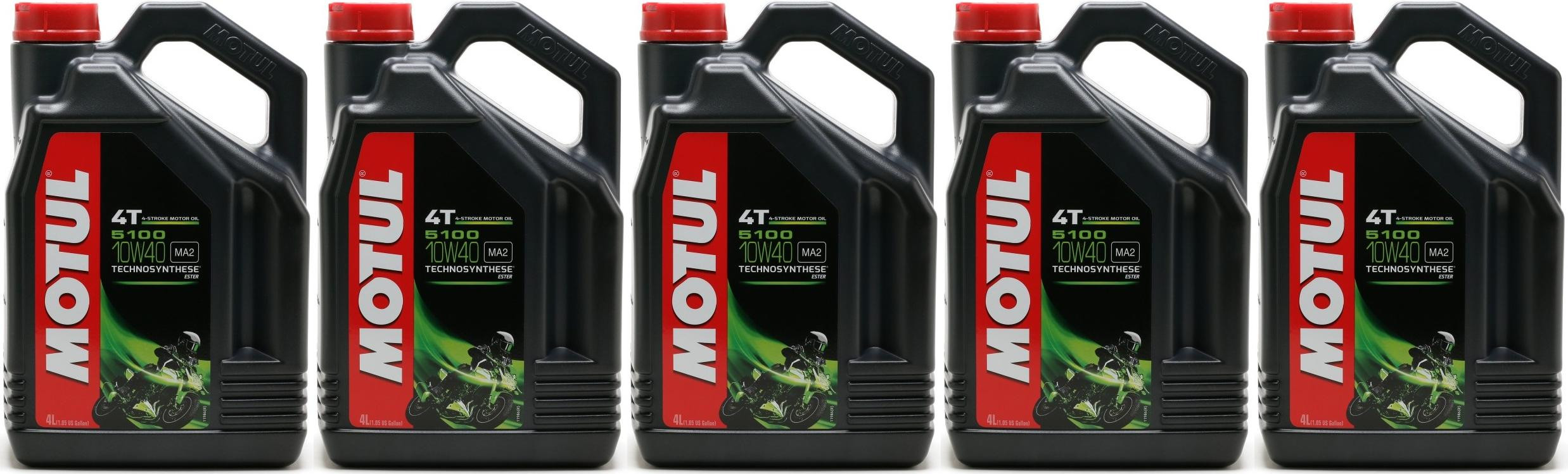Motul 5100 ester 10W-40 4T Motorrad Motoröl 5x 4l = 20 Liter