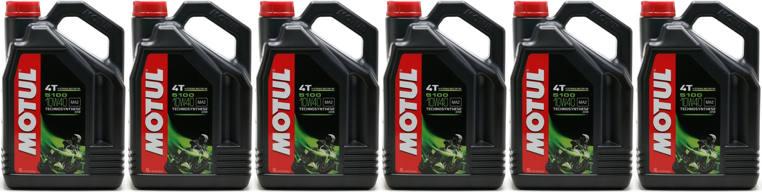 Motul 5100 ester 10W-40 4T Motorrad Motoröl 6x 4l = 24 Liter