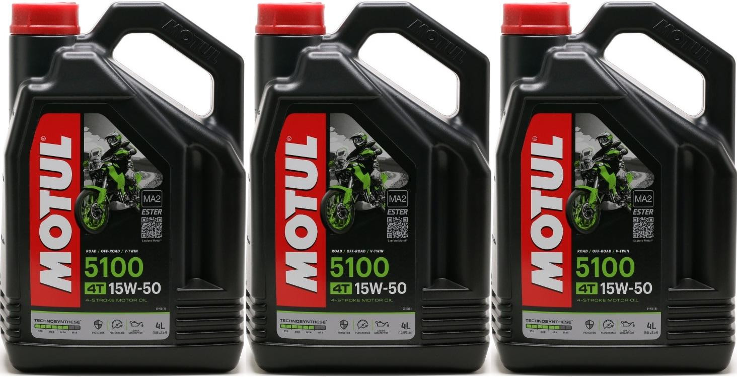 Motul 5100 ester 15W-50 4T Motorrad Motoröl 3x 4l = 12 Liter
