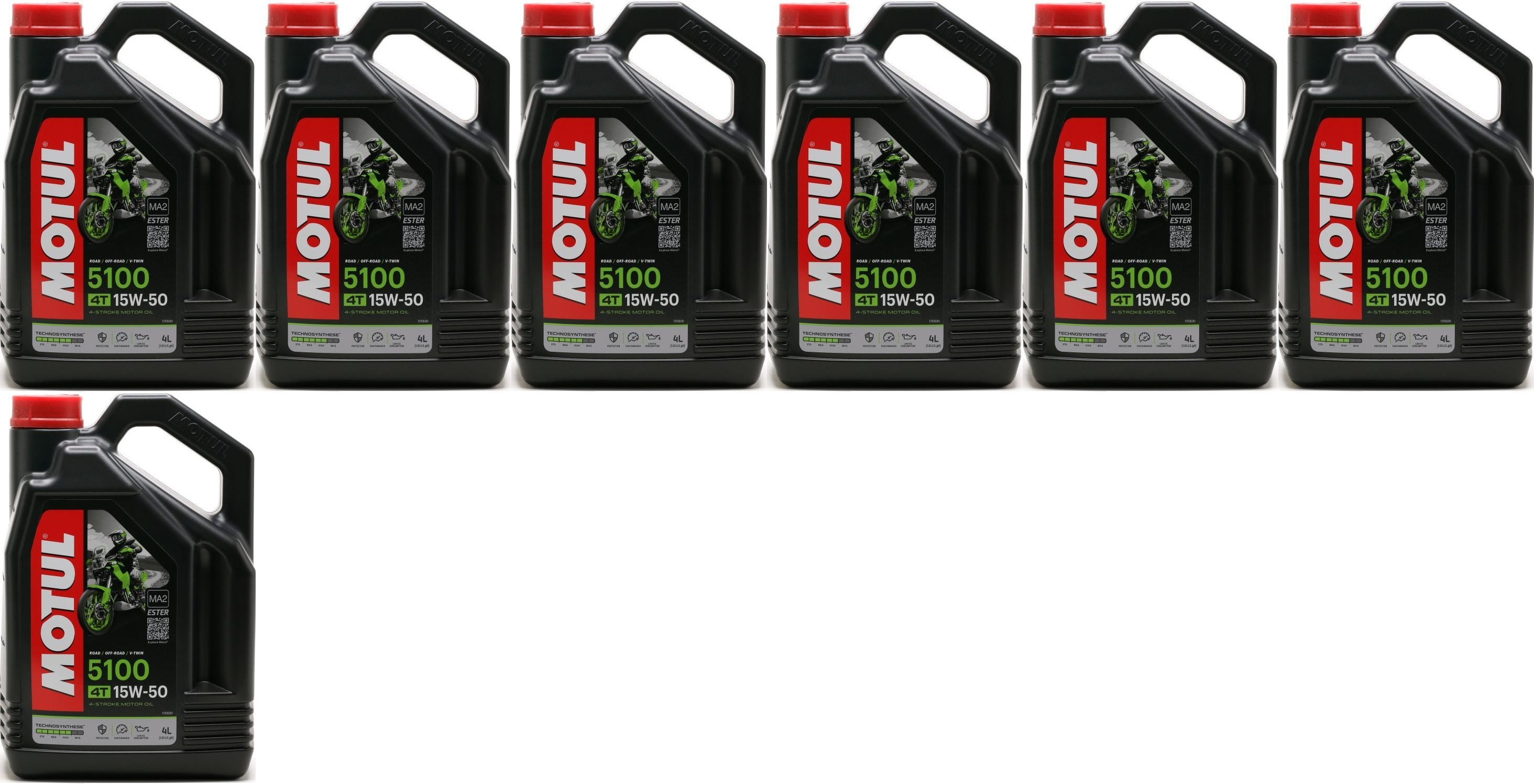 Motul 5100 ester 15W-50 4T Motorrad Motoröl 7x 4l = 28 Liter