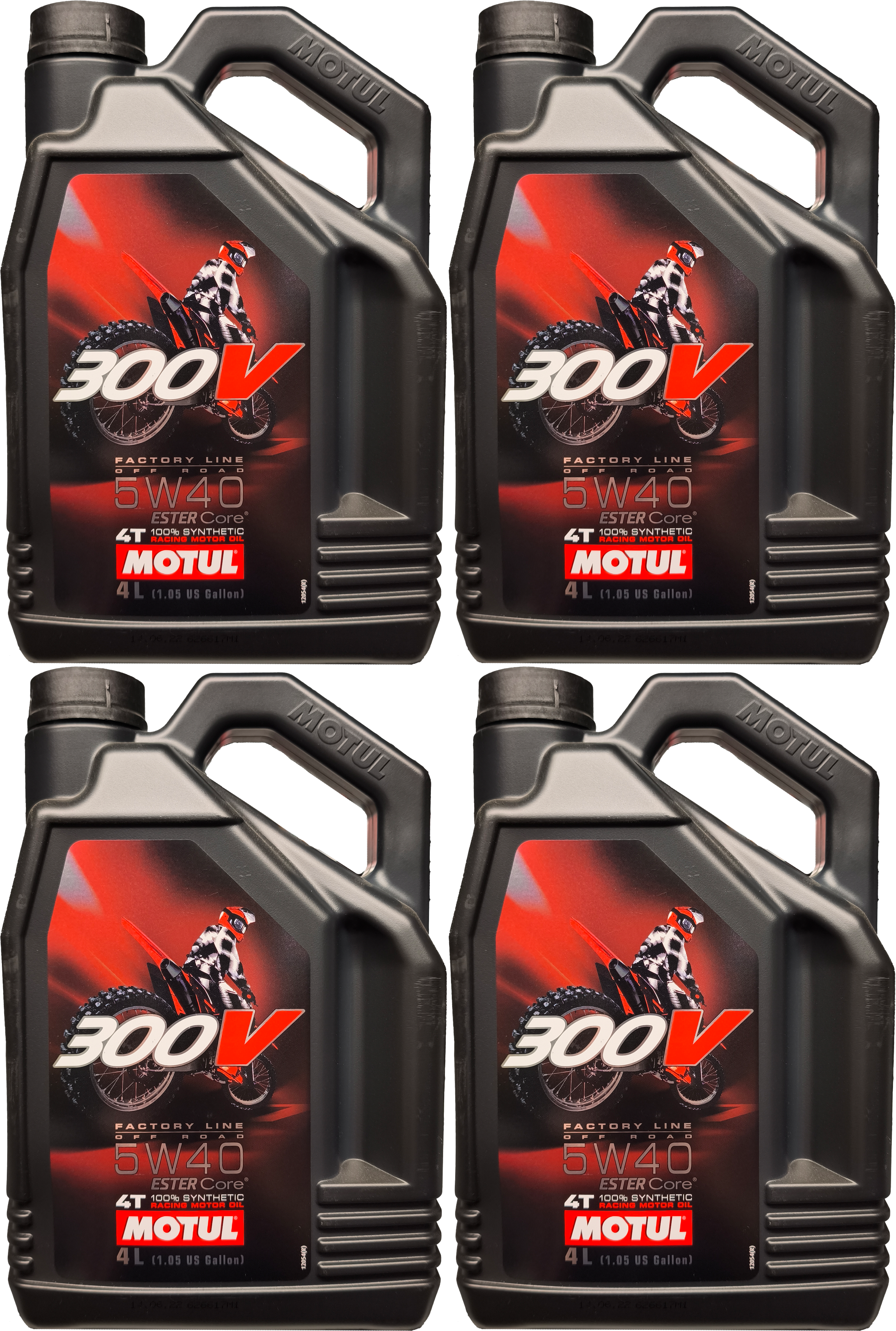 Motul 300V 4T Factory Line 5W-40 Off Road Motorrad Motoröl 4x 4l = 16 Liter