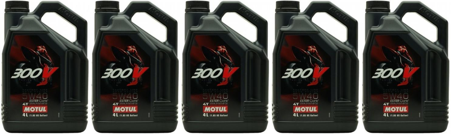 Motul 300V Factory Line Road Racing 5W-40 Motorrad Motoröl 5x 4l = 20 Liter