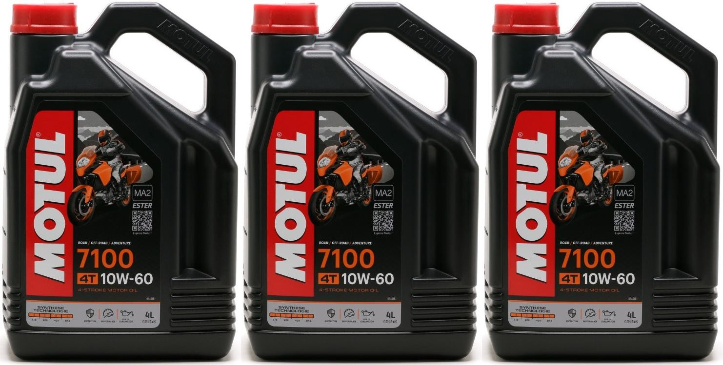 Motul 7100 ester 10W-60 4T Motorrad Motoröl 3x 4l = 12 Liter