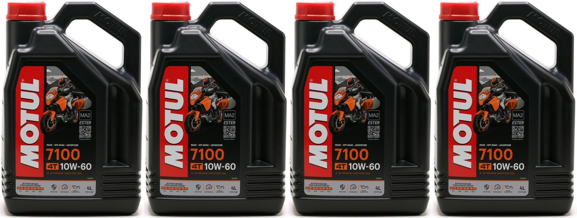 Motul 7100 ester 10W-60 4T Motorrad Motoröl 4x 4l = 16 Liter