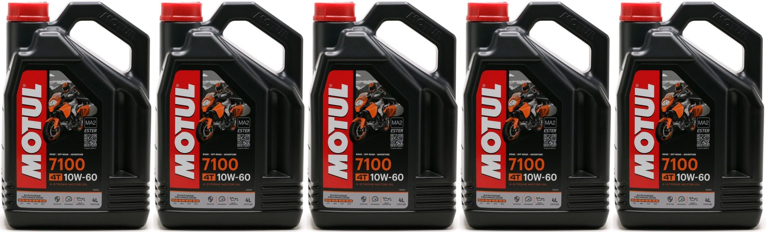 Motul 7100 ester 10W-60 4T Motorrad Motoröl 5x 4l = 20 Liter