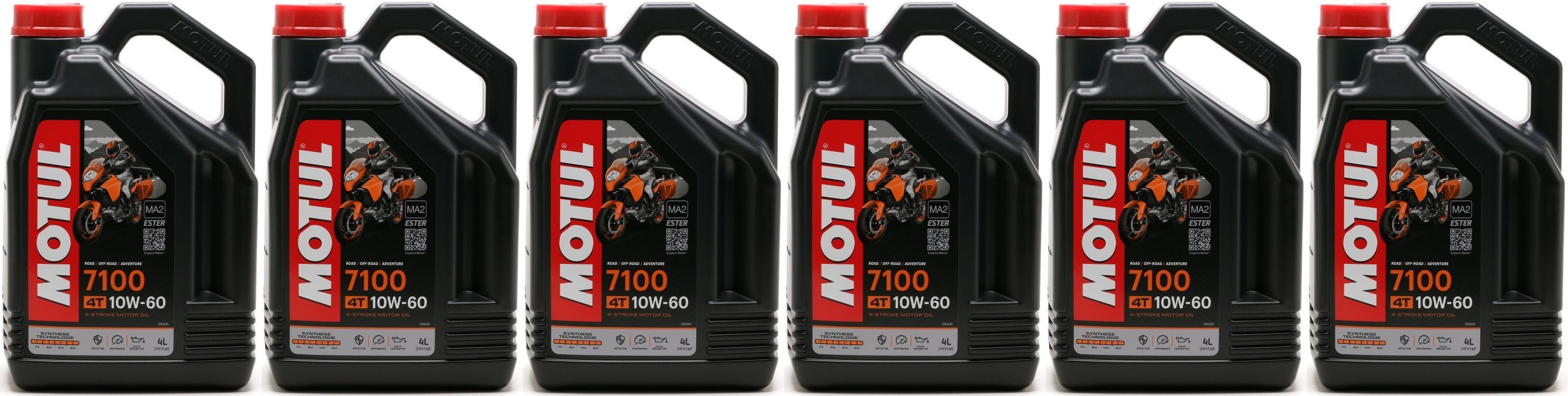 Motul 7100 ester 10W-60 4T Motorrad Motoröl 6x 4l = 24 Liter