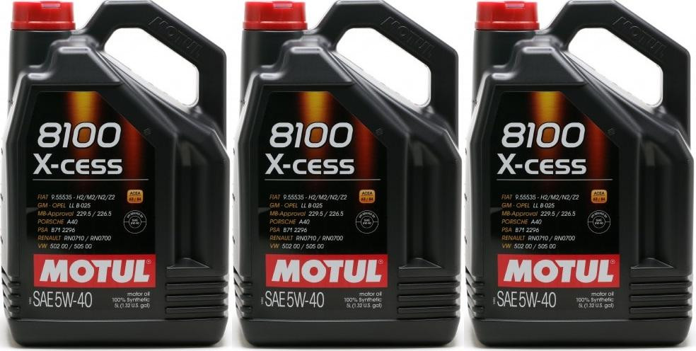 Motul 8100 X-cess 5W-40 Motoröl 3x 5 = 15 Liter
