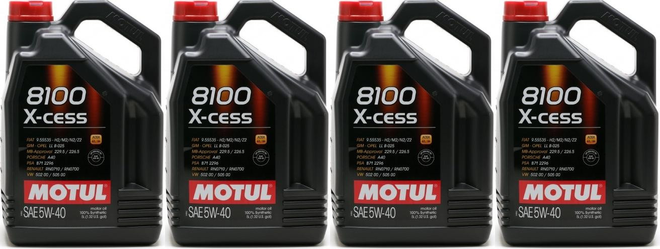 Motul 8100 X-cess 5W-40 Motoröl 4x 5 = 20 Liter