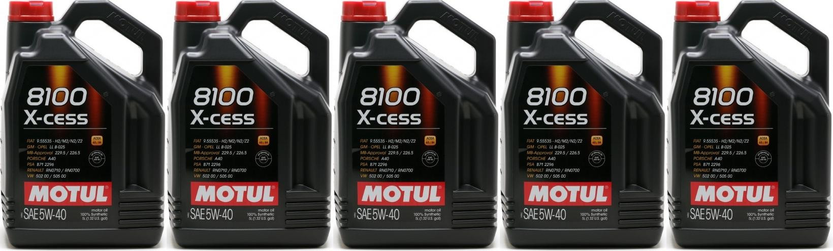 Motul 8100 X-cess 5W-40 Motoröl 5x 5 = 25 Liter